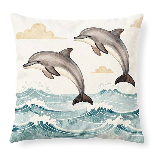 Pastel Dolphins on Fabric Texture