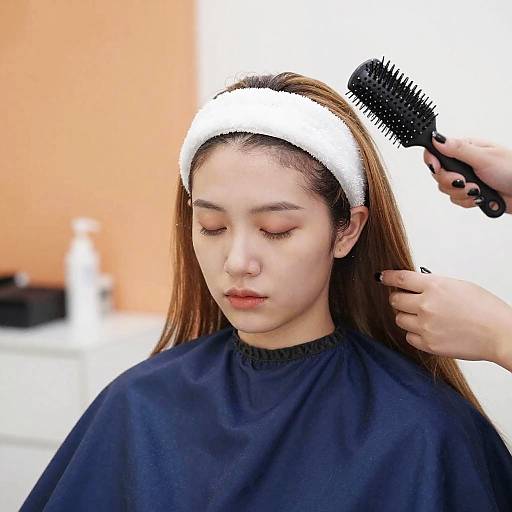 Young Woman Receiving Hair Treatment