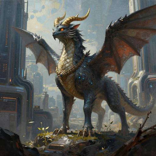 Mythical Creatures Meet Futuristic Cities