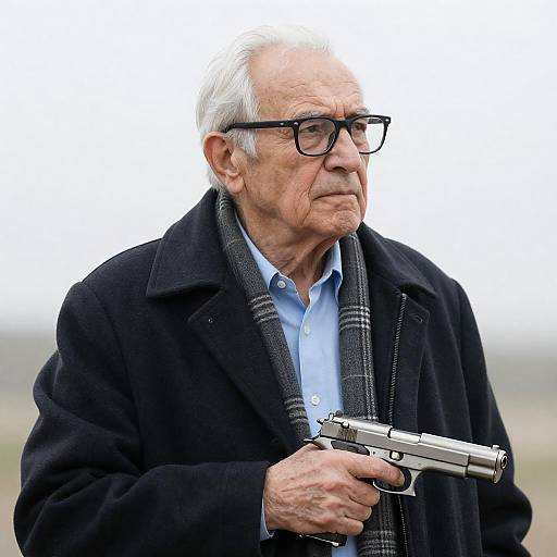 Elderly Man with Handgun Portrait