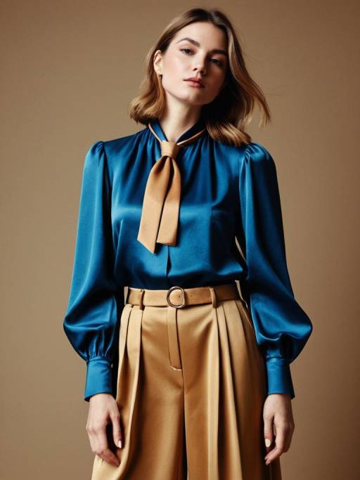 Chic Woman in Satin and Trousers