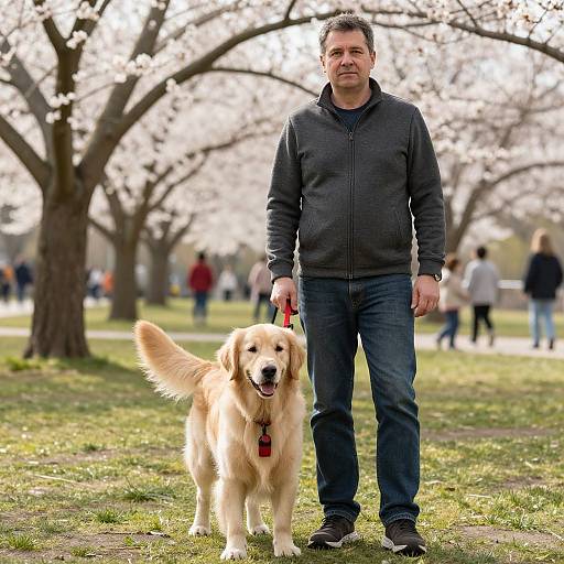 Golden Retriever Walk in Sunny Park
