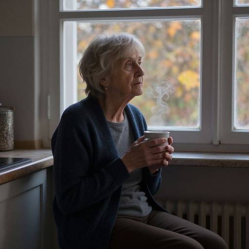 Elderly Woman's Autumn Reflections