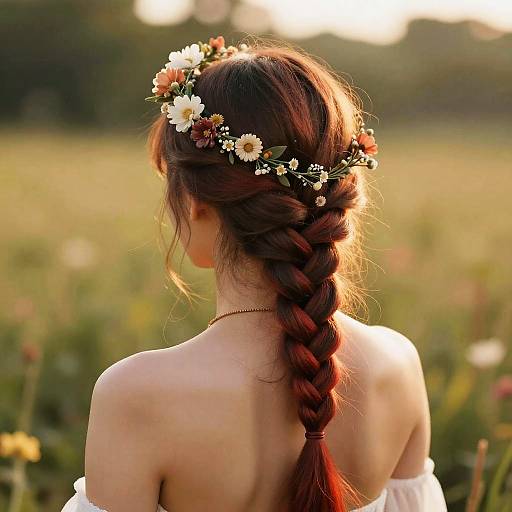 Intricate Braided Hair with Floral Crown