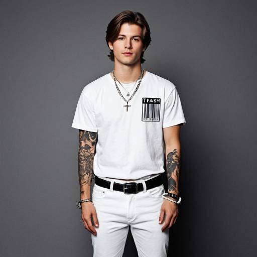Stylish Male in White Trash Party Outfit