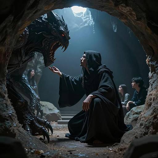 Mysterious Encounter in a Dim Cavern