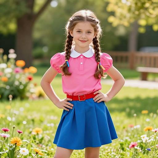 Cheerful Girl in Sunny Meadow