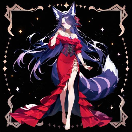 Charismatic Anthropomorphic Character in Red Dress Charismatic Anthropomorphic Character in Red Dress