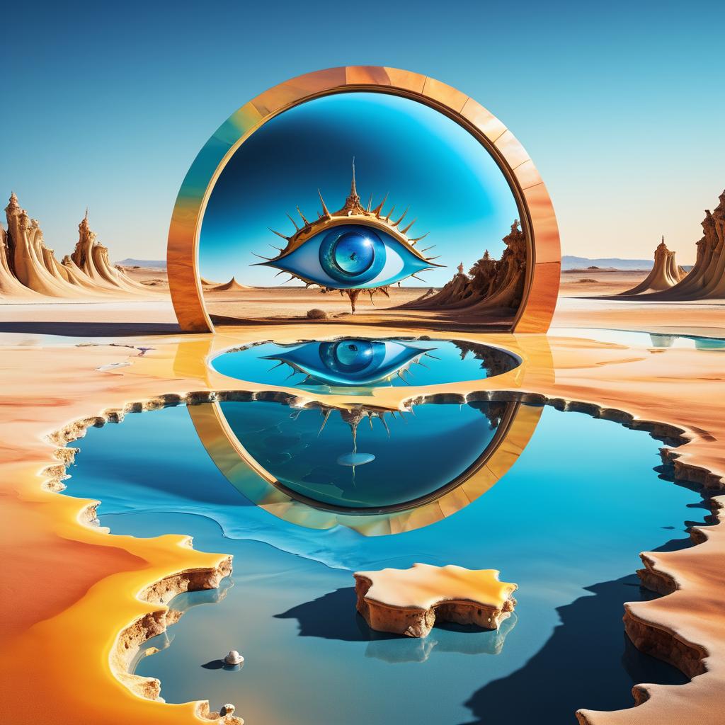 Surreal Colossal Eye Over Barren Landscape