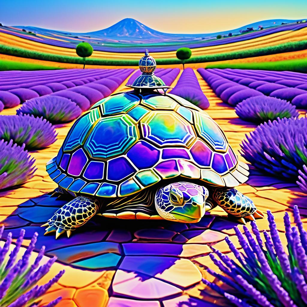 Surreal Turtle in Lavender Fields Artwork