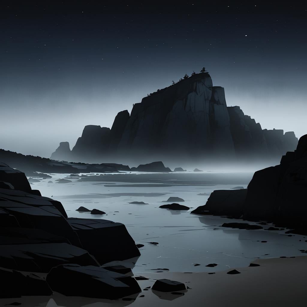 Eerie Midnight on a Foggy Peninsula