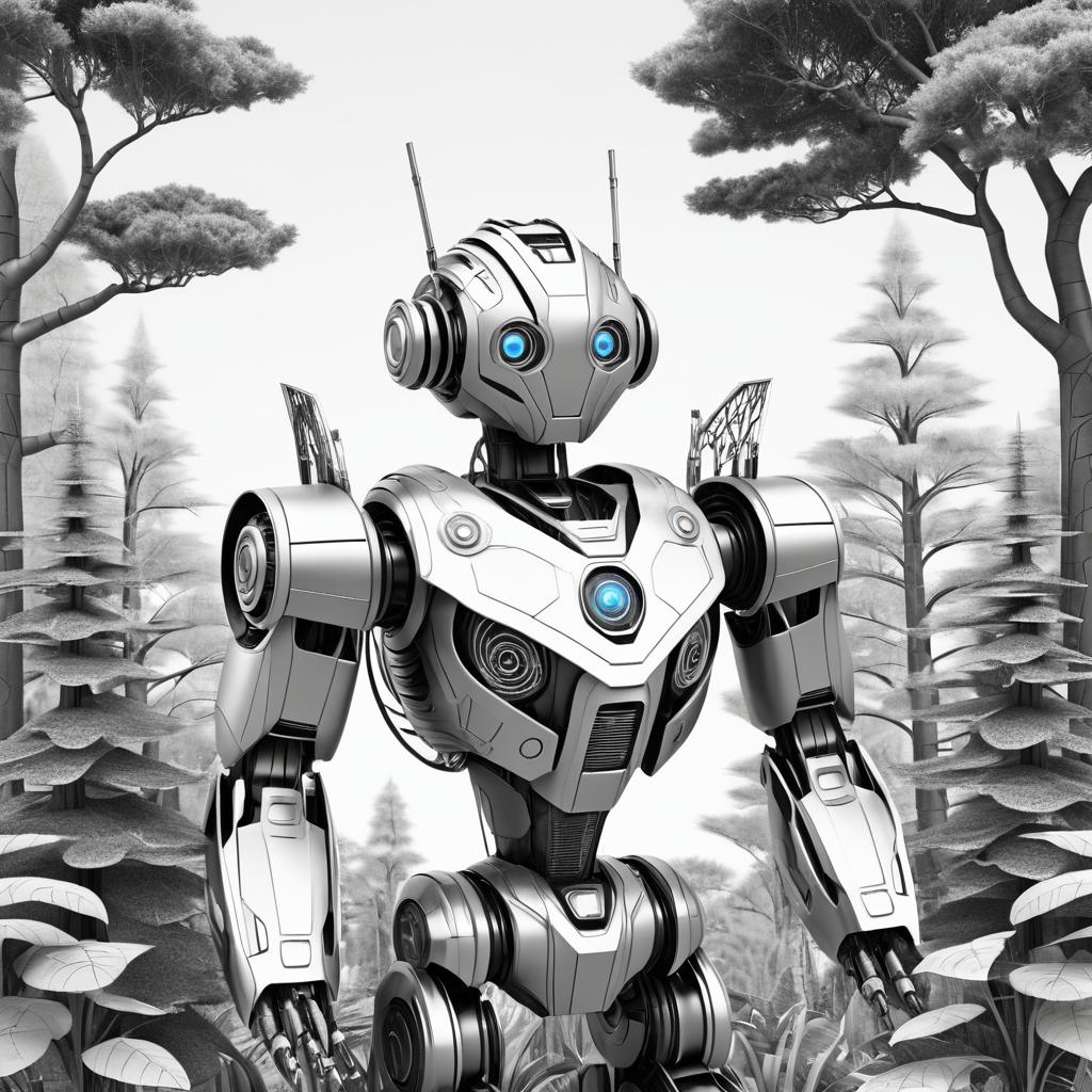 Nature-Inspired Robot in Retro Fantasy Style