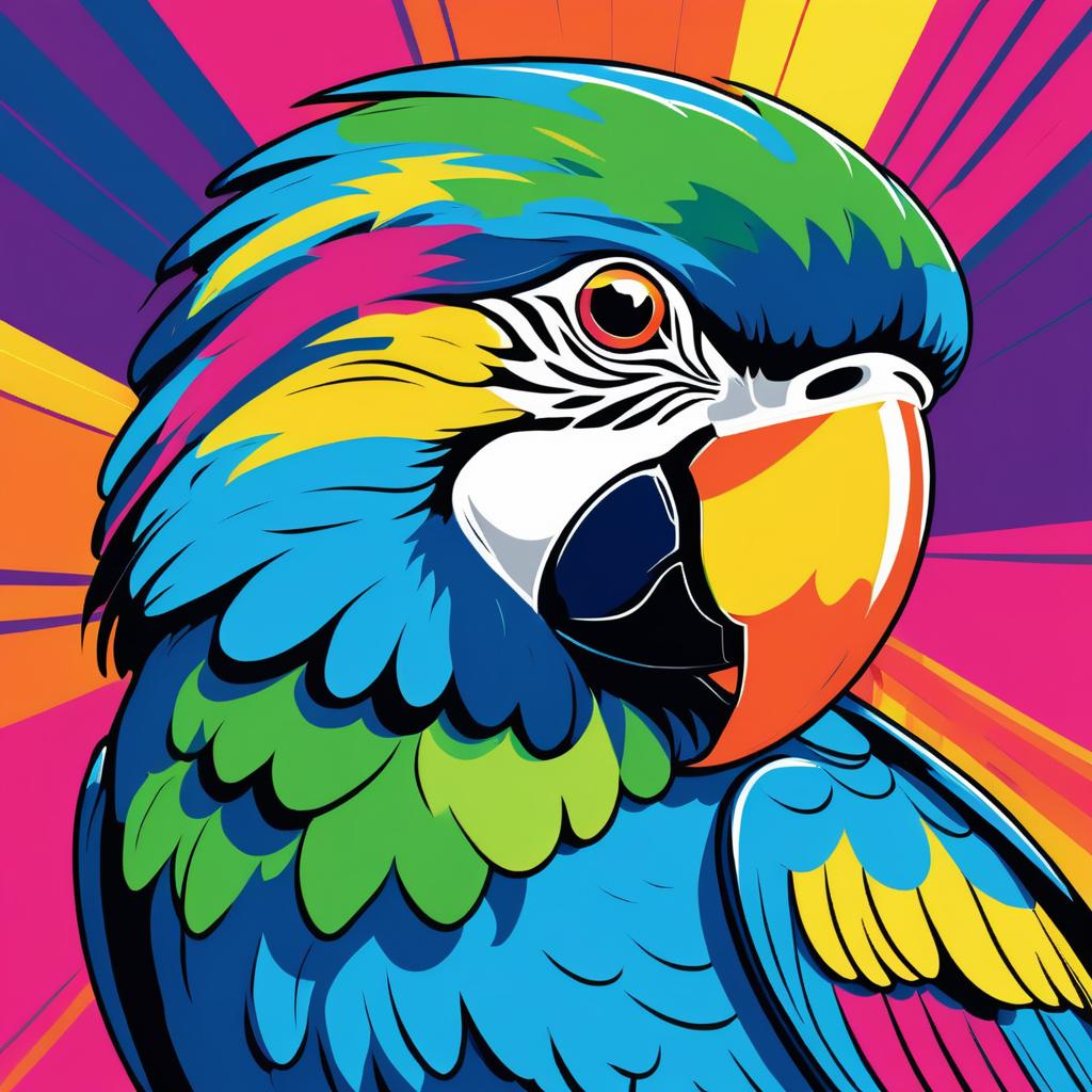 Vibrant Pop Art Parrot Illustration