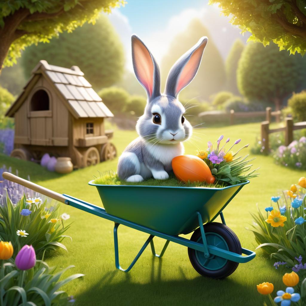 Whimsical Bunny-Wheelbarrow Hybrid Creation