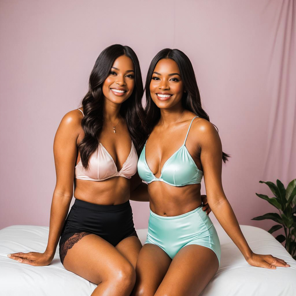 Playful Best Friends in Lingerie Set