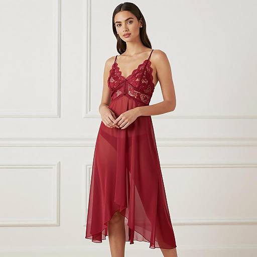Elegant Red Lace Nightdress Photography