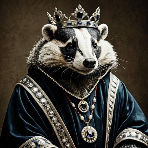 Regal Anthropomorphic Badger in Royal Attire