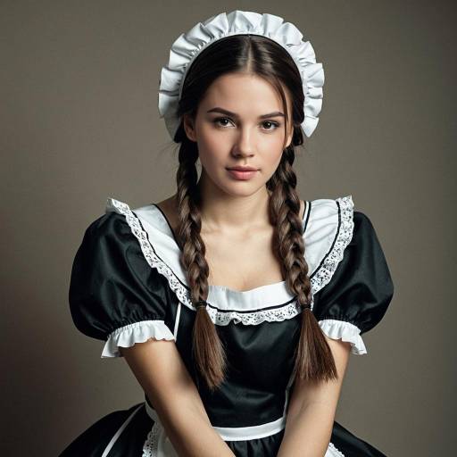 Young Woman in Traditional French Maid Costume