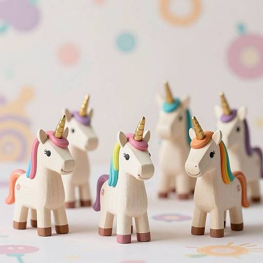 Whimsical Wooden Unicorns with Rainbows