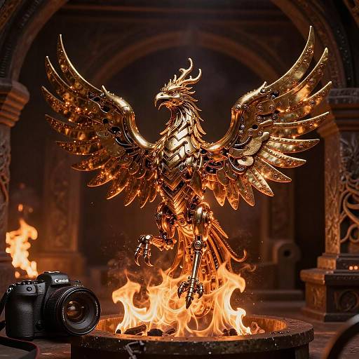 Chrome-Plated Phoenix in Ancient Forge