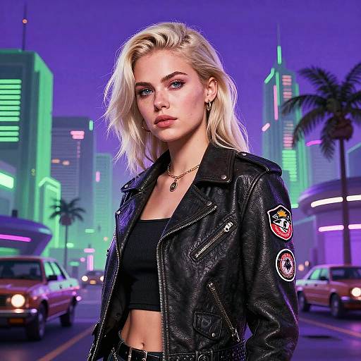 Retro-Futuristic Cyberpunk Female Warrior