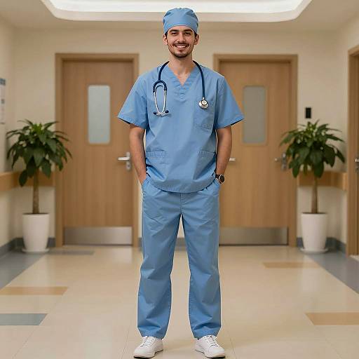 Cheerful Male Nurse in Hospital Setting