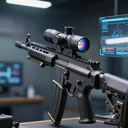 Futuristic Machine Gun with Holographic Scope