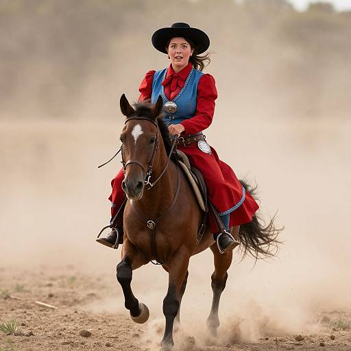 Dynamic Wild West Woman in Motion