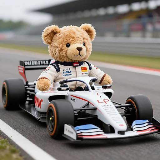 Teddy Bear in Mini Formula 1 Car