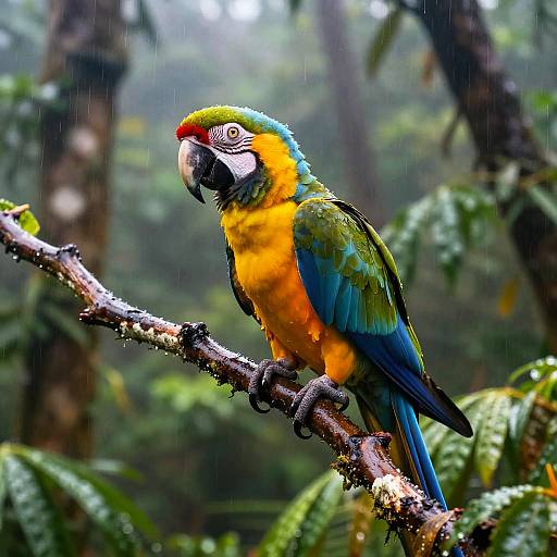 Vibrant Parrot in Rainforest Canopy