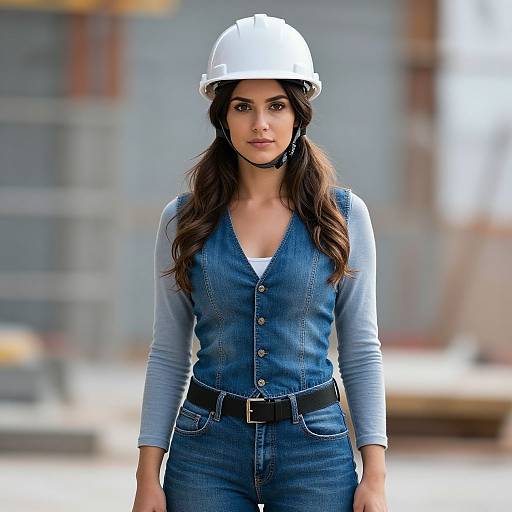 Realistic Construction Worker Woman Portrait