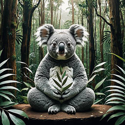 Meditating Koala in Rainforest