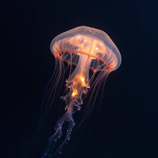 Radiant Bioluminescent Ghost Jellyfish
