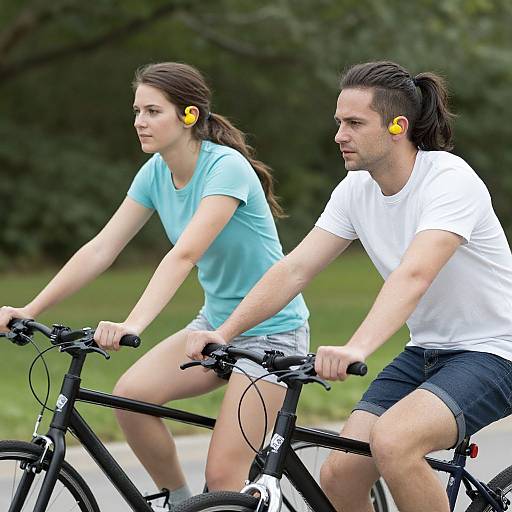 Couple Riding Bicycle with Hearing Aids