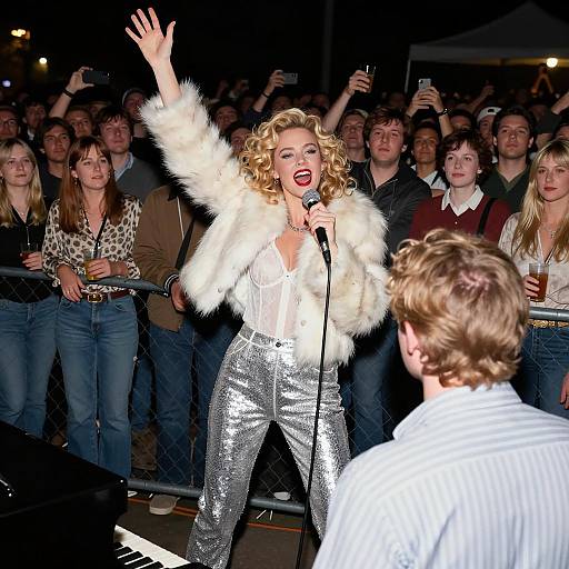 Energetic 80s Performance Scene with Audience