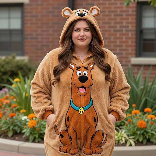 Plus Size Woman in Scooby-Doo Onesie