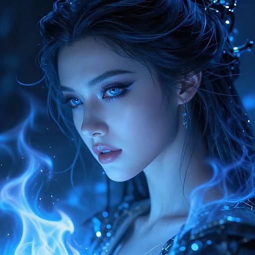 Lady Maria Mystic Blue Flames Portrait