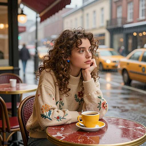 Cozy Café Scene with Young Woman