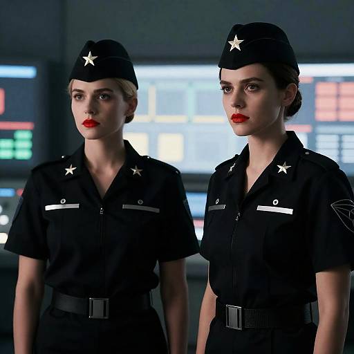 Intense Women in Military Control Room