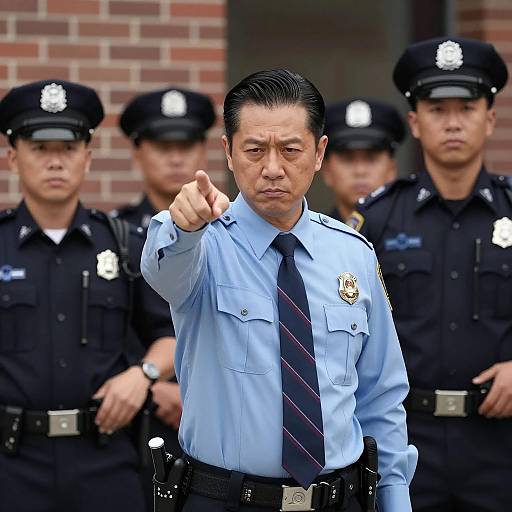 Serious Man with Police Officers in Urban Setting