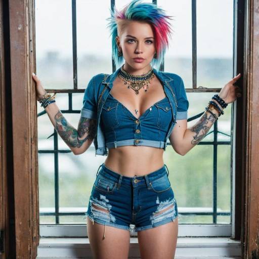 Stylish Solo Girl with Multicolored Hair