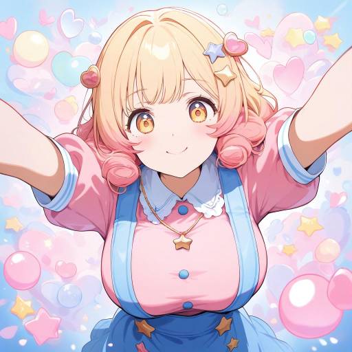 Vibrant Anime Character with Pastel Dreams
