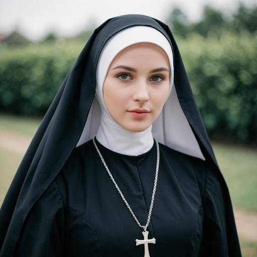 Woman in Nun Costume with Cross Necklace