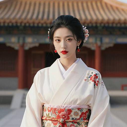 Elegant Asian Woman in Traditional Attire