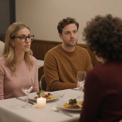 Warm Restaurant Scene with Three People