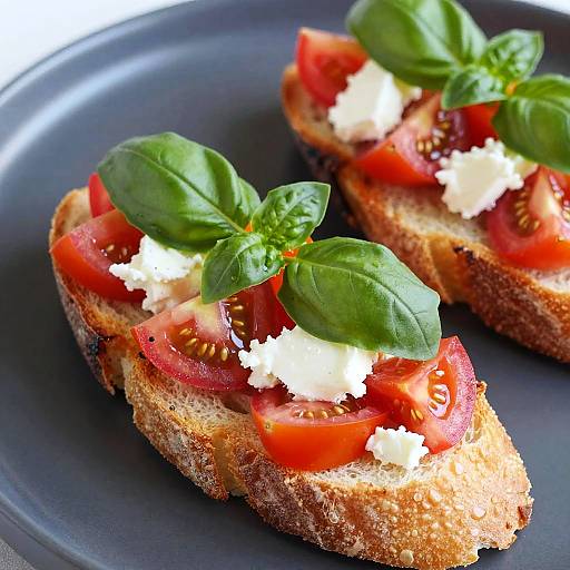 Mini Toasted Bread with Tomato and Basil
