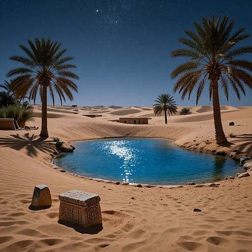 Minagho Desert Oasis at Night