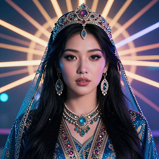 Neon-Lit Hyper-Realistic Kazakh Portrait