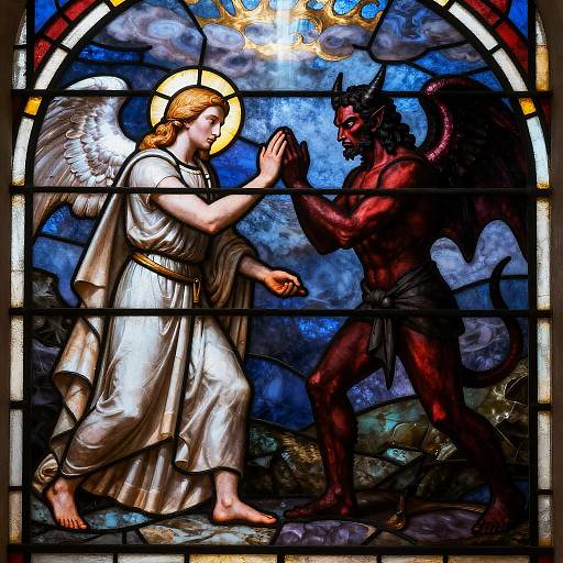 Stained Glass Angel and Devil