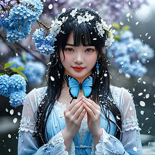 Ethereal Butterfly Girl in Bloom